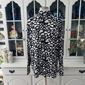 Ava & Viv Women's Plus Size Long Sleeve Mock Turtleneck Size 1X Black & White